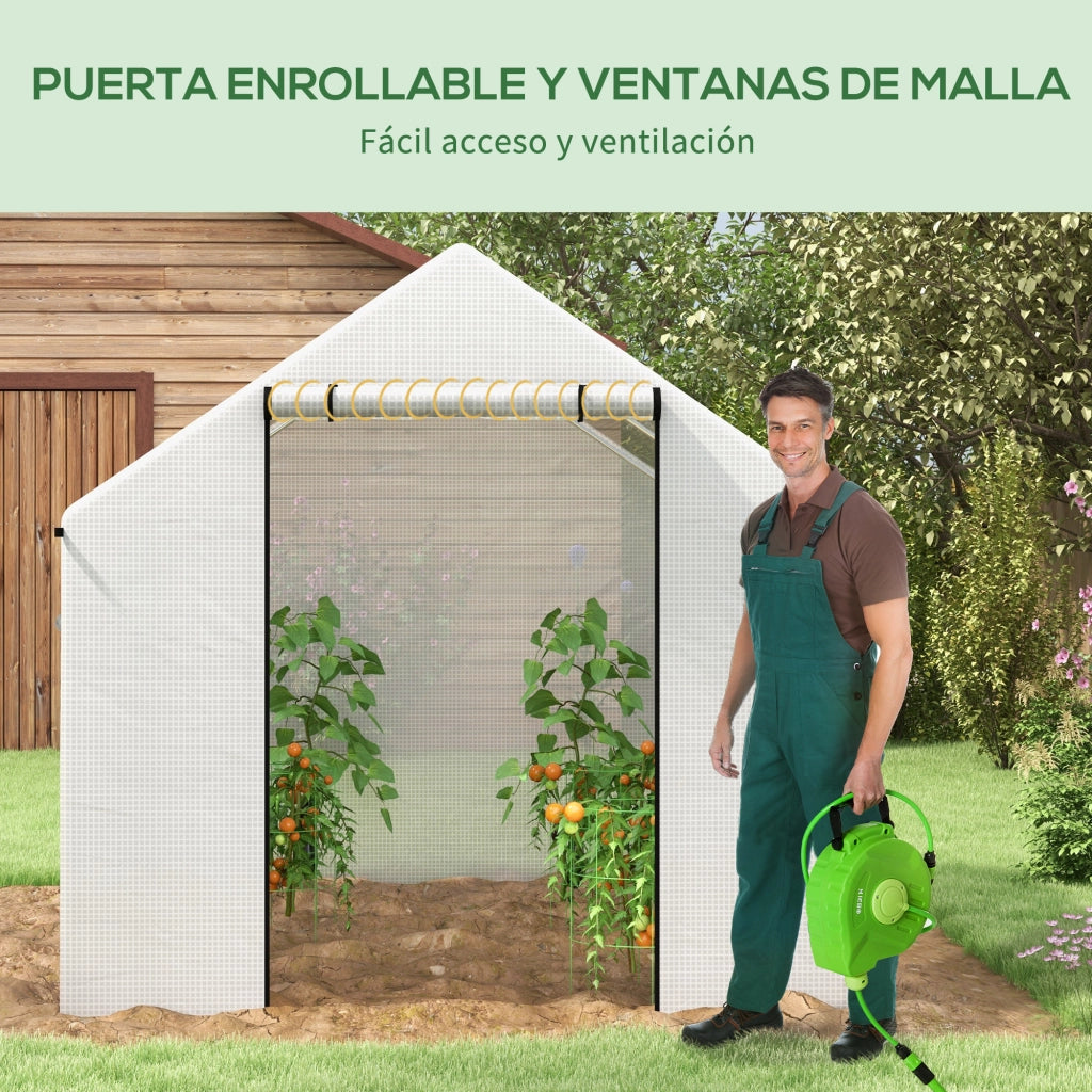 Serra da Giardino Tunnel ¨C Minimal ¨C Bianco 2x3x2 m con 4 Finestre a Rete e Porta a Cerniera