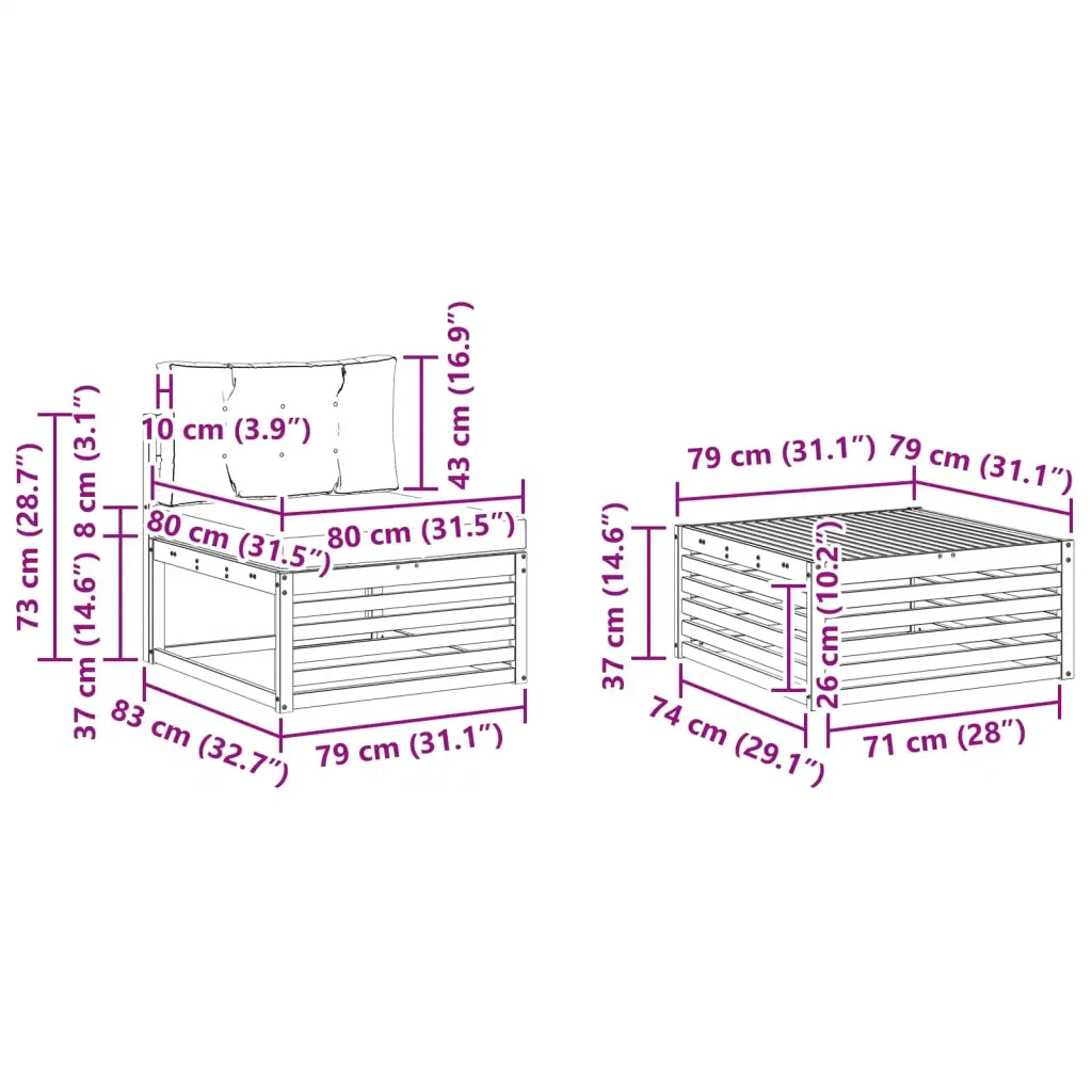 Set di divani da esterno 5 pz Bianco e Antracite 3390022