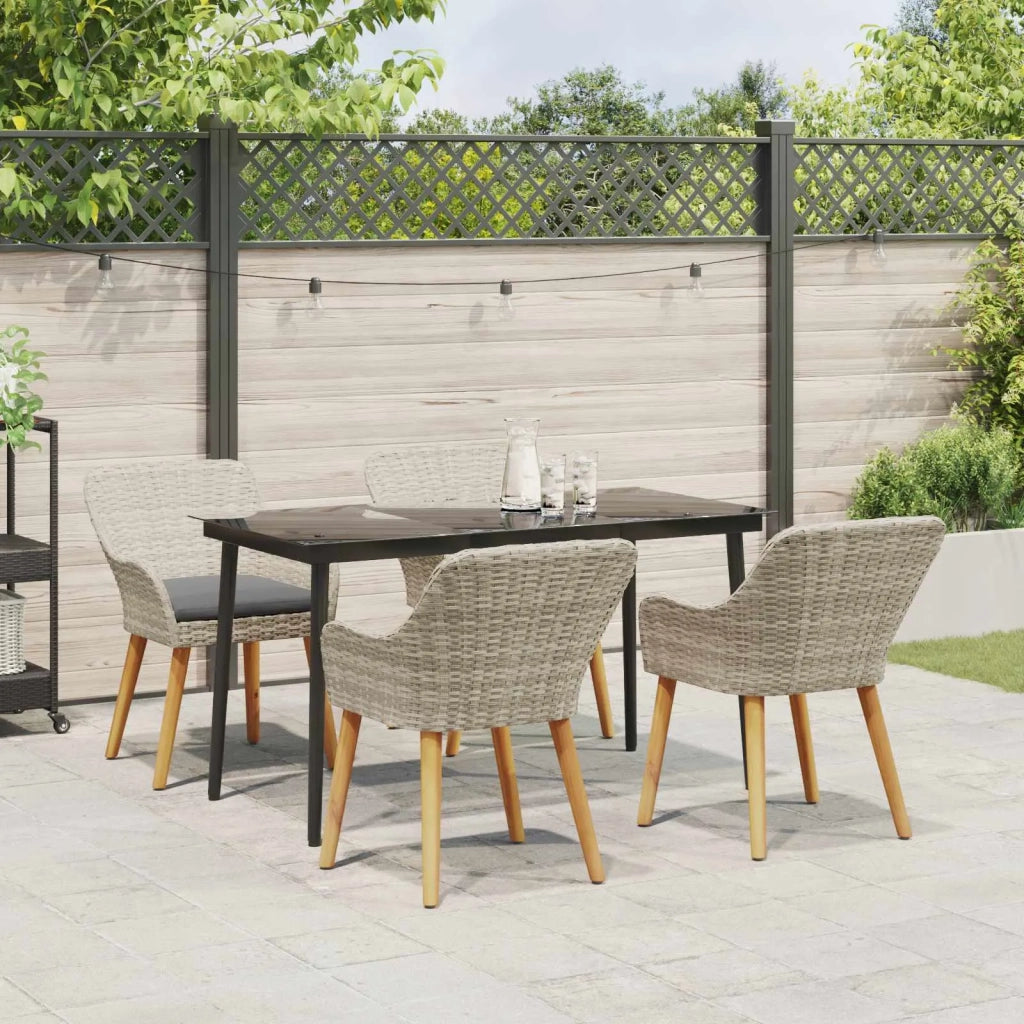 Set da Pranzo per Giardino 5 pcs Grigio chiaro polyrattan 3261707