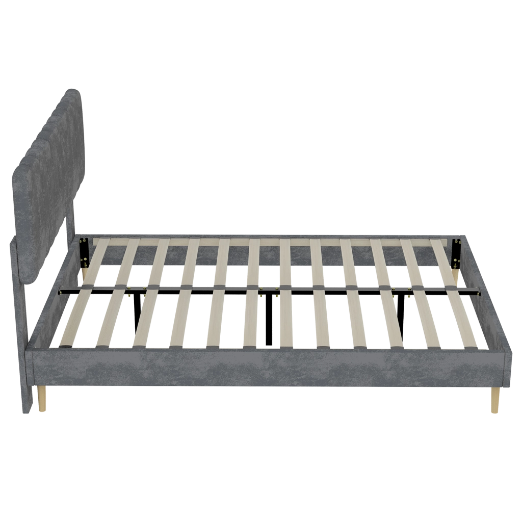 Letto 160 × 200 cm con struttura a piattaforma rivestito in velluto olandese grigio materasso non incluso