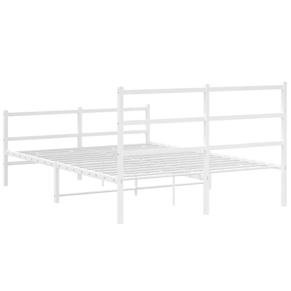 Letto matrimoniale | Letto per adulti | Giroletto con Testiera e Pediera Metallo Bianco 140x200 cm