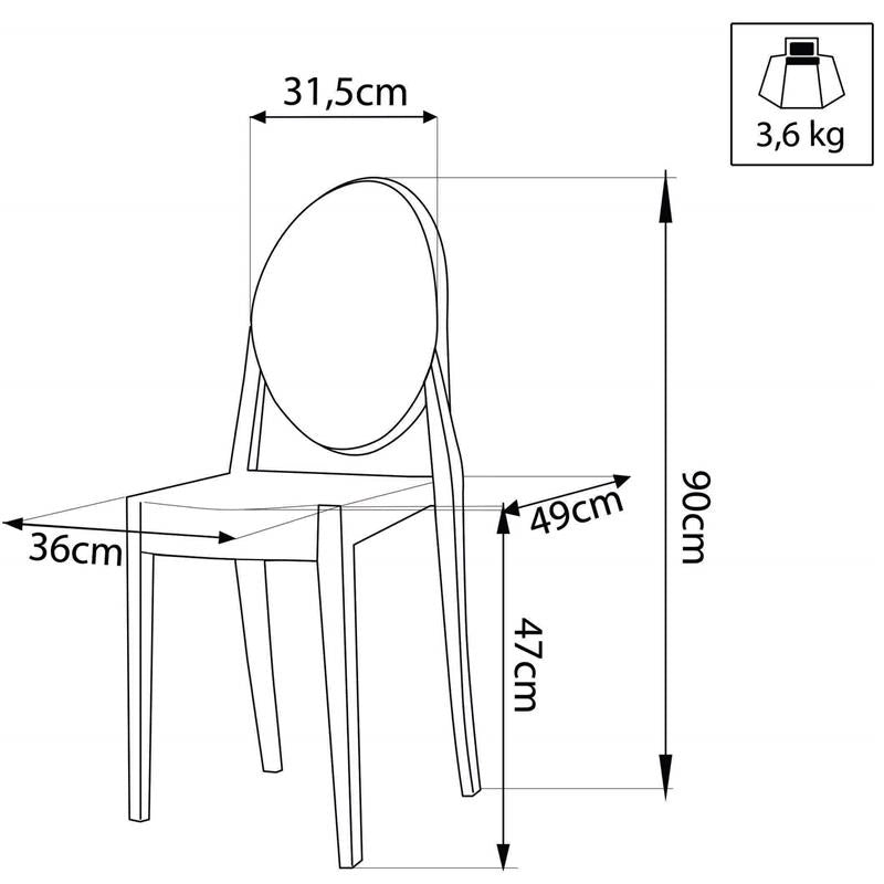 SET 2 SEDIE LOUVRE IN POLICARBONATO DESIGN CLASSICO CON SCHIENALE FORMA OVALE PER INTERNI COLORE TRASPARENTE 46X55X90H CM