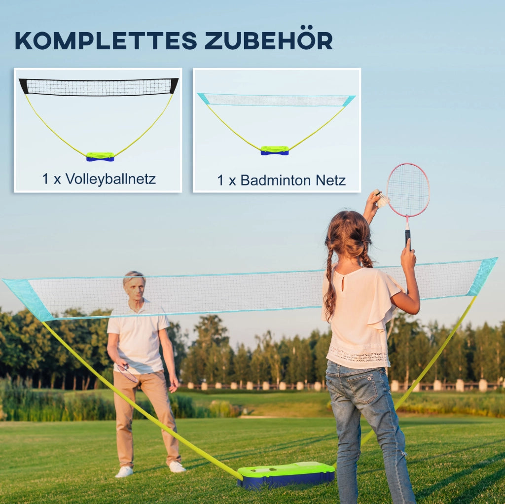 Set rete badminton e pallavolo ULEVR regolabile in altezza con borsa da trasporto, blu