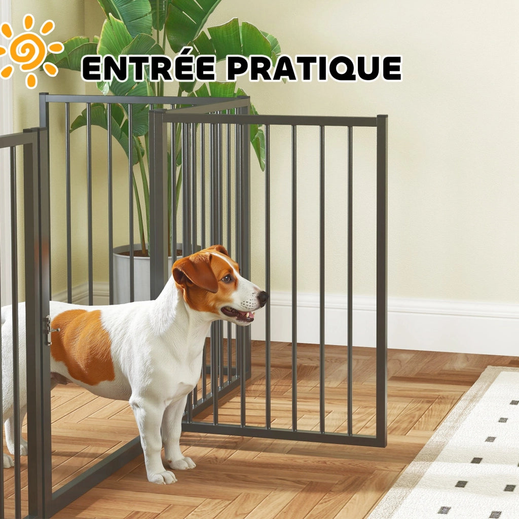 Recinto per Cani 5 Pannelli ¨C Xylo ¨C Pieghevole Portatile Nero