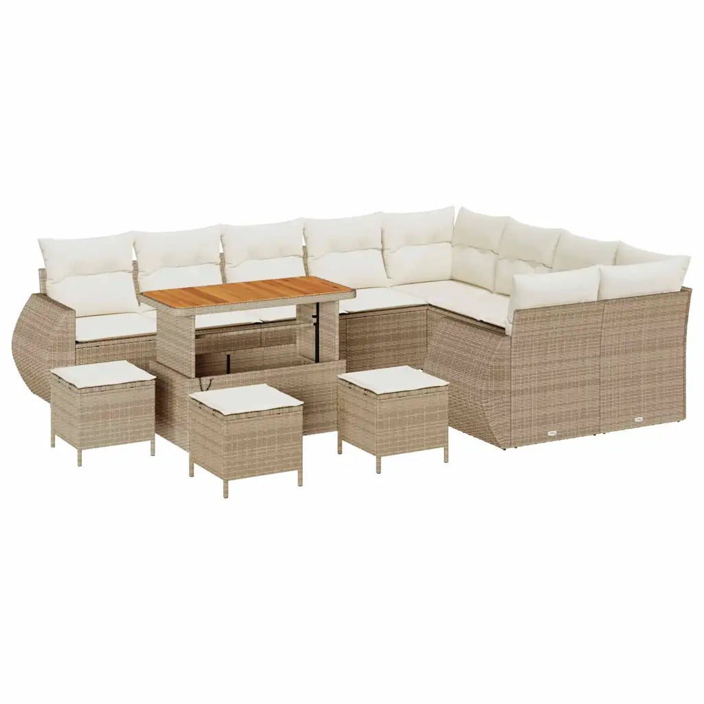 Set Divano da Giardino con cuscino 13 pcs beige e panna 3363871