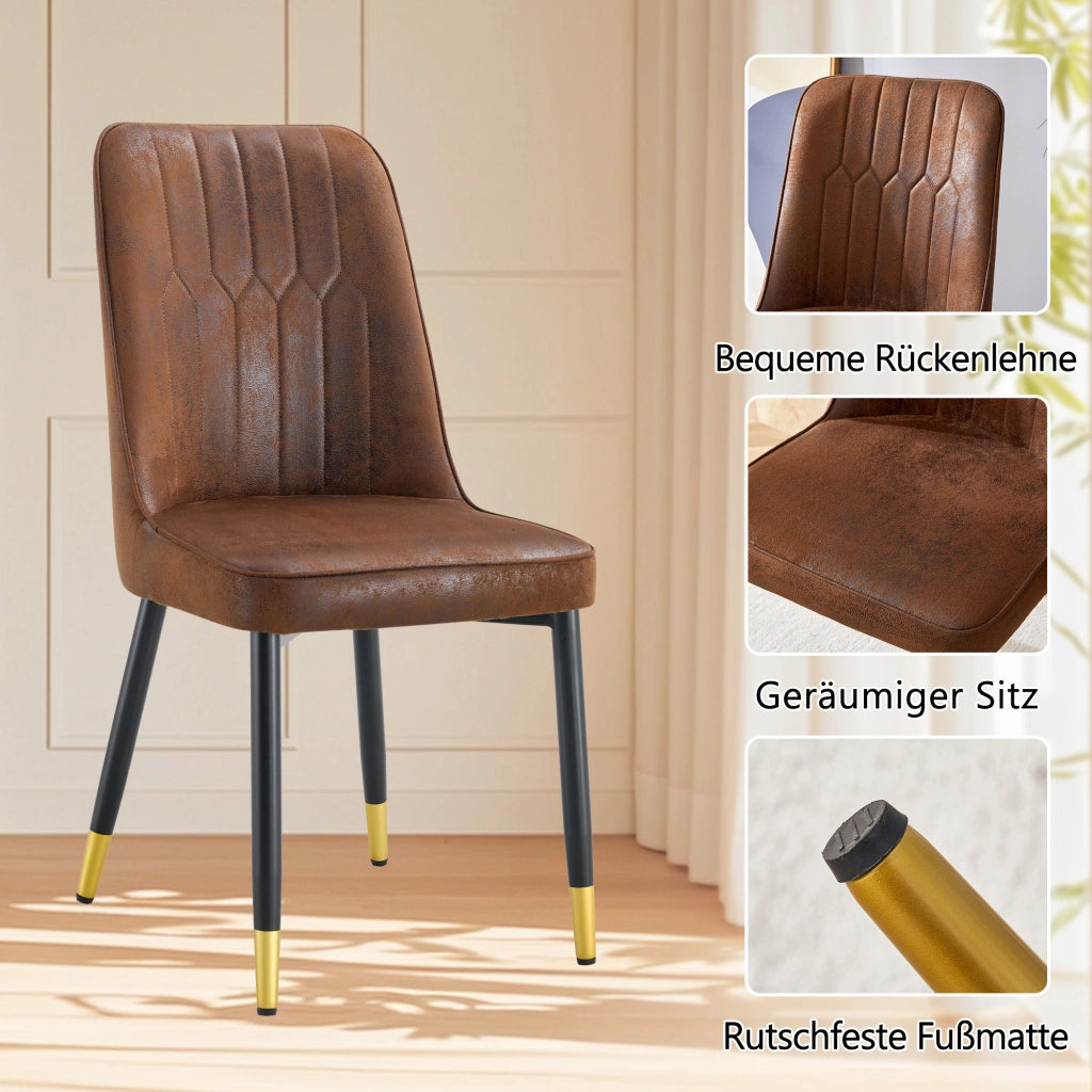 Set tavolo rotondo con 2 sedie marroni; piano MDF nero con inserto in vetro Ø 100 cm
