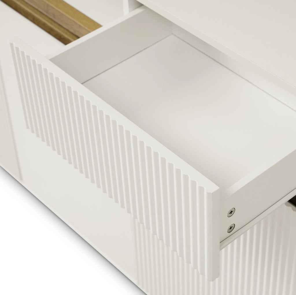 Madia 140x40x85 cm bianca con LED e 2 cassetti HAVRYA