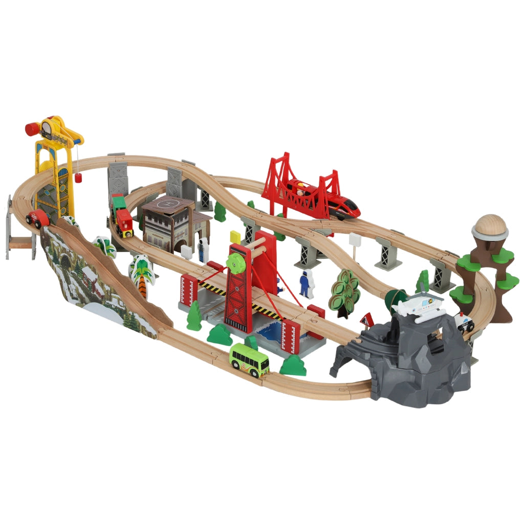 Set Treno Legno Magnetico 100 Pezzi ¨C Xylo ¨C Faggio Colorato con Gru
