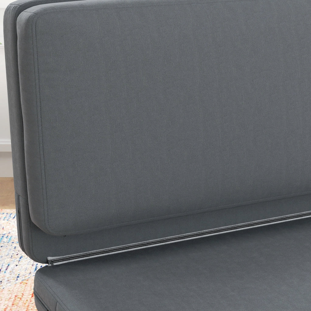 Divano a terra 3-in-1 pieghevole in tessuto effetto velluto grigio scuro, letto imbottito fino a 240 kg per soggiorno e camera
