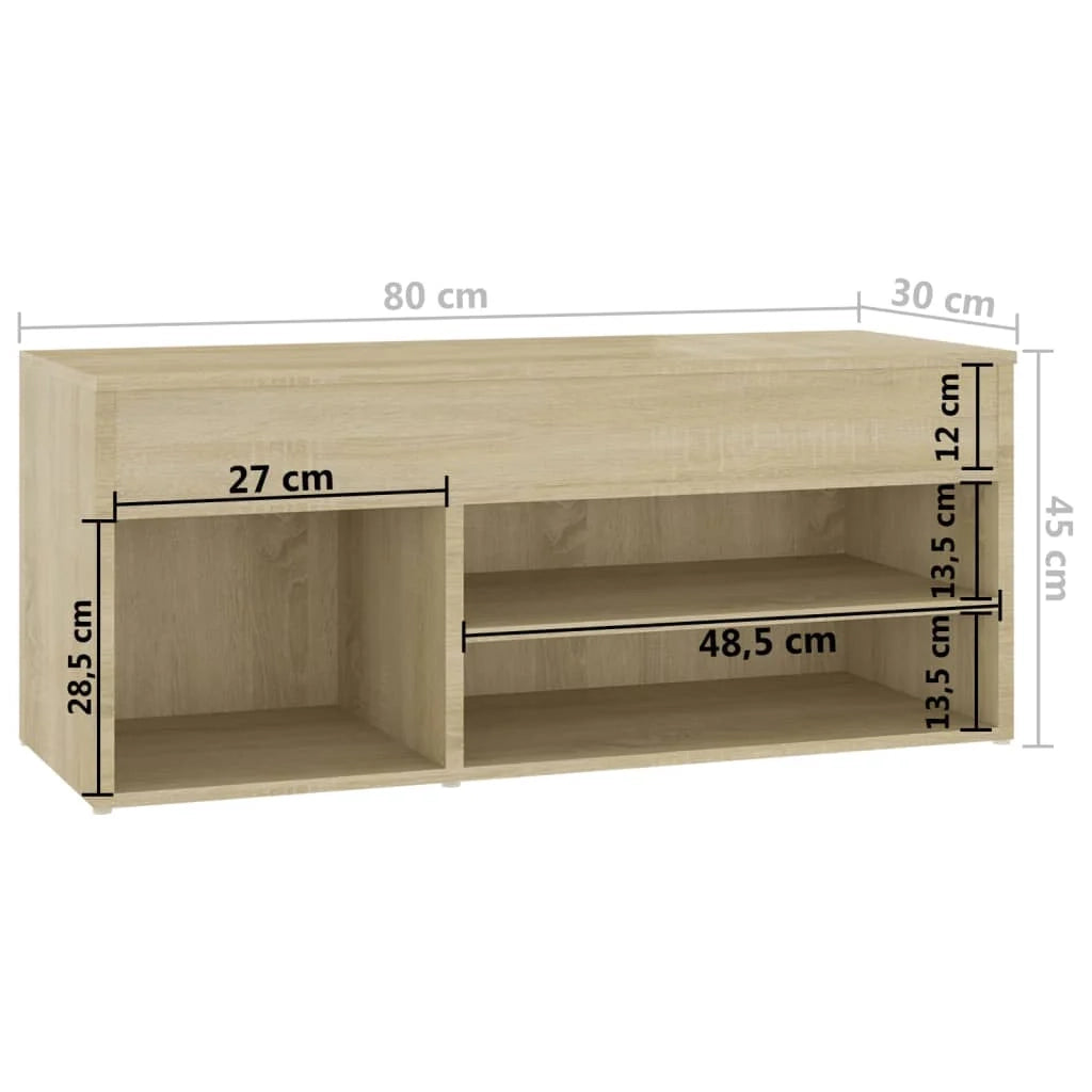 Panca portascarpe/stivali cassettiera scaffale mobiletto portaoggetti per ingresso legno Sonoma 80 x 30 x 45 cm legno ingegnerizzato marrone 02_0022946