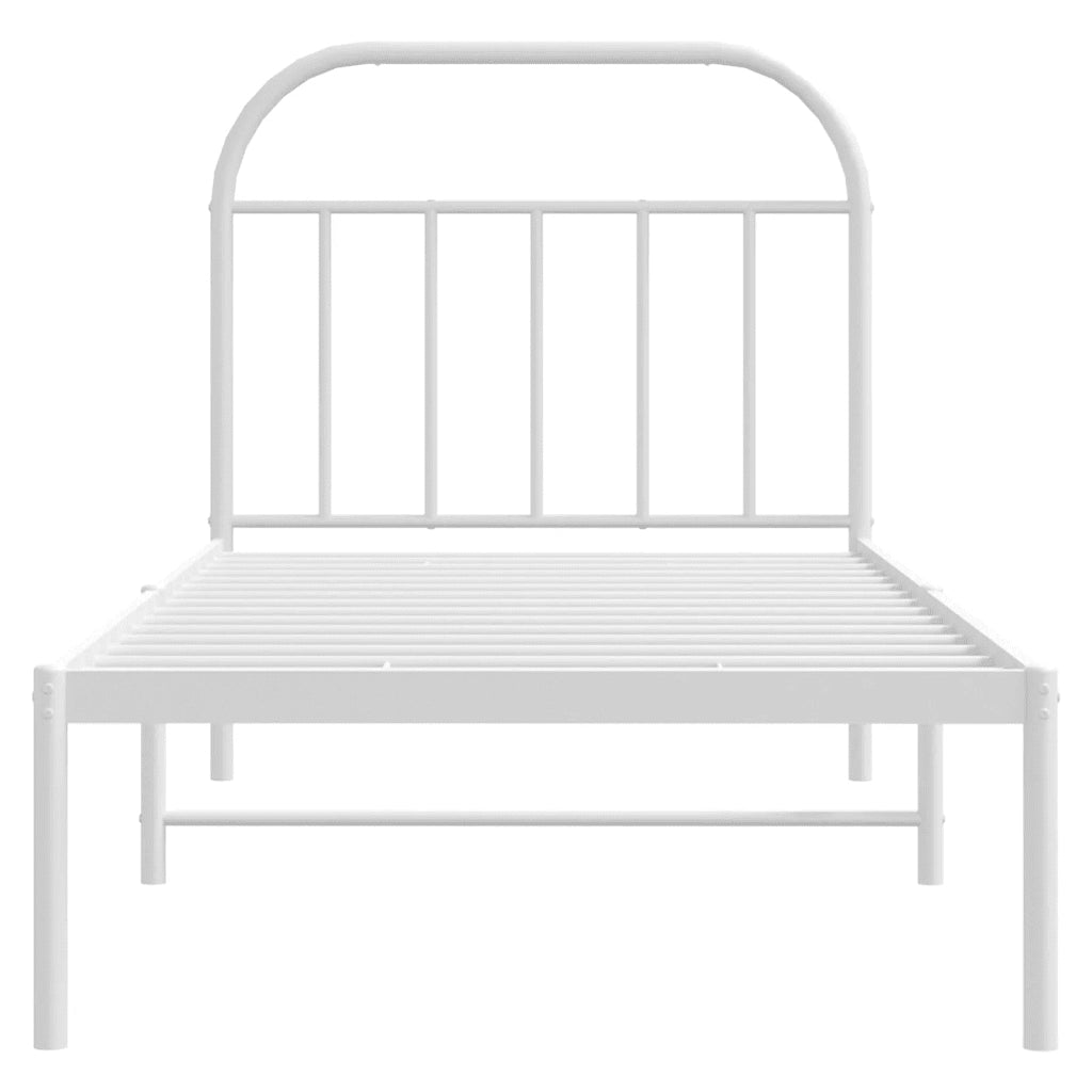 Letto singolo | Letto per adulti | Giroletto con Testiera Metallo Bianco 90x200 cm