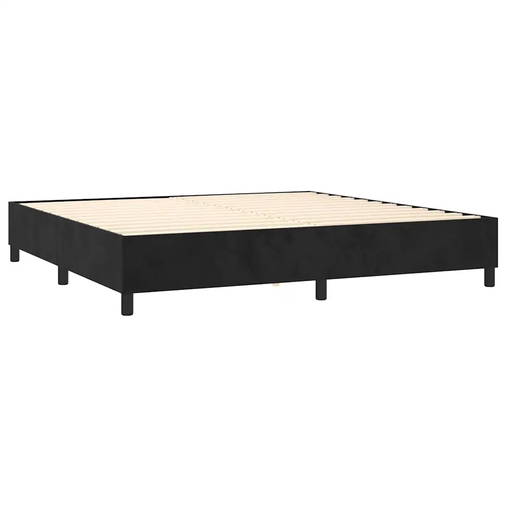 Giroletto a Molle con Materasso Nero 200x200 cm in Velluto 3129173