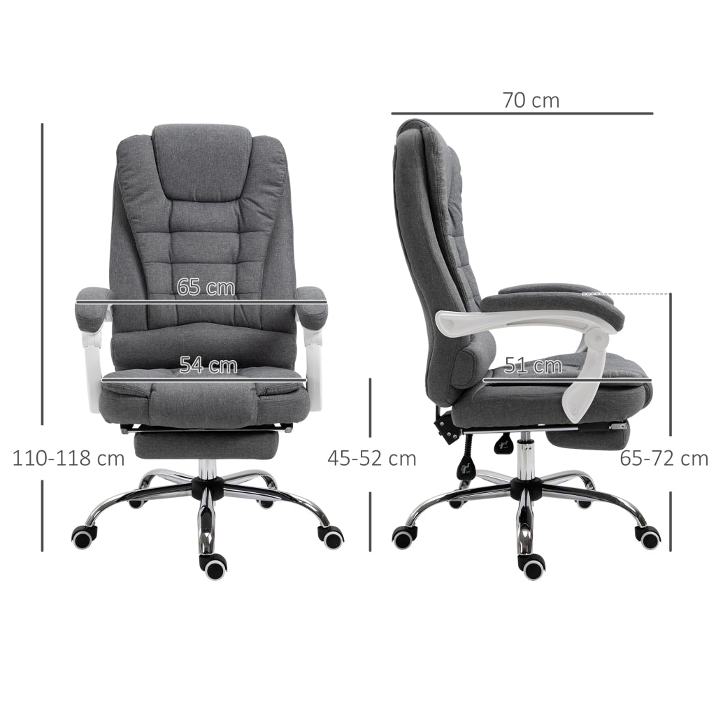 Sedia da ufficio reclinabile con schienale alto e poggiapiedi retrattile in tessuto ¨C Zephmum ¨C Grigio