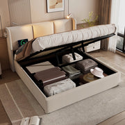 Letto imbottito con contenitore e illuminazione - Xylo - 140x200