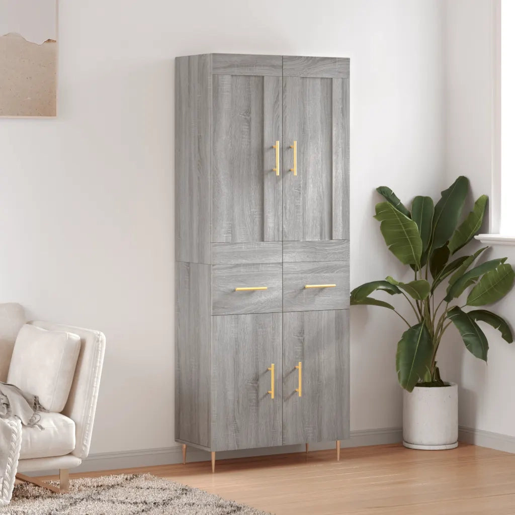 Credenza | Madia | Buffet da pranzo | Armadio da pranzo Grigio Sonoma 69,5x34x180 cm in Legno Multistrato