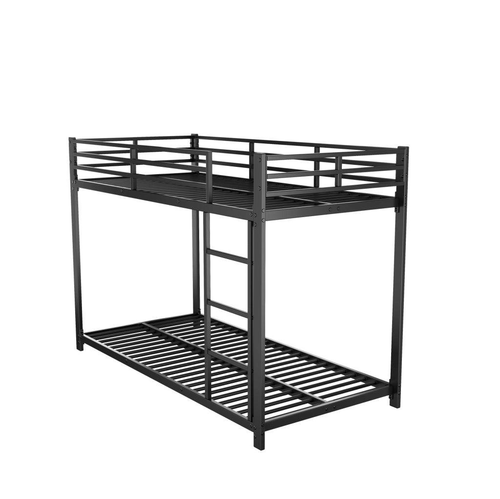 Letto a castello per bambini 90x200 cm con struttura in metallo nero e sponde