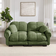 Divano modulare 2 posti ULEVR 190x86x90 cm in ciniglia verde con cuscini trapuntati e cuscino mobile