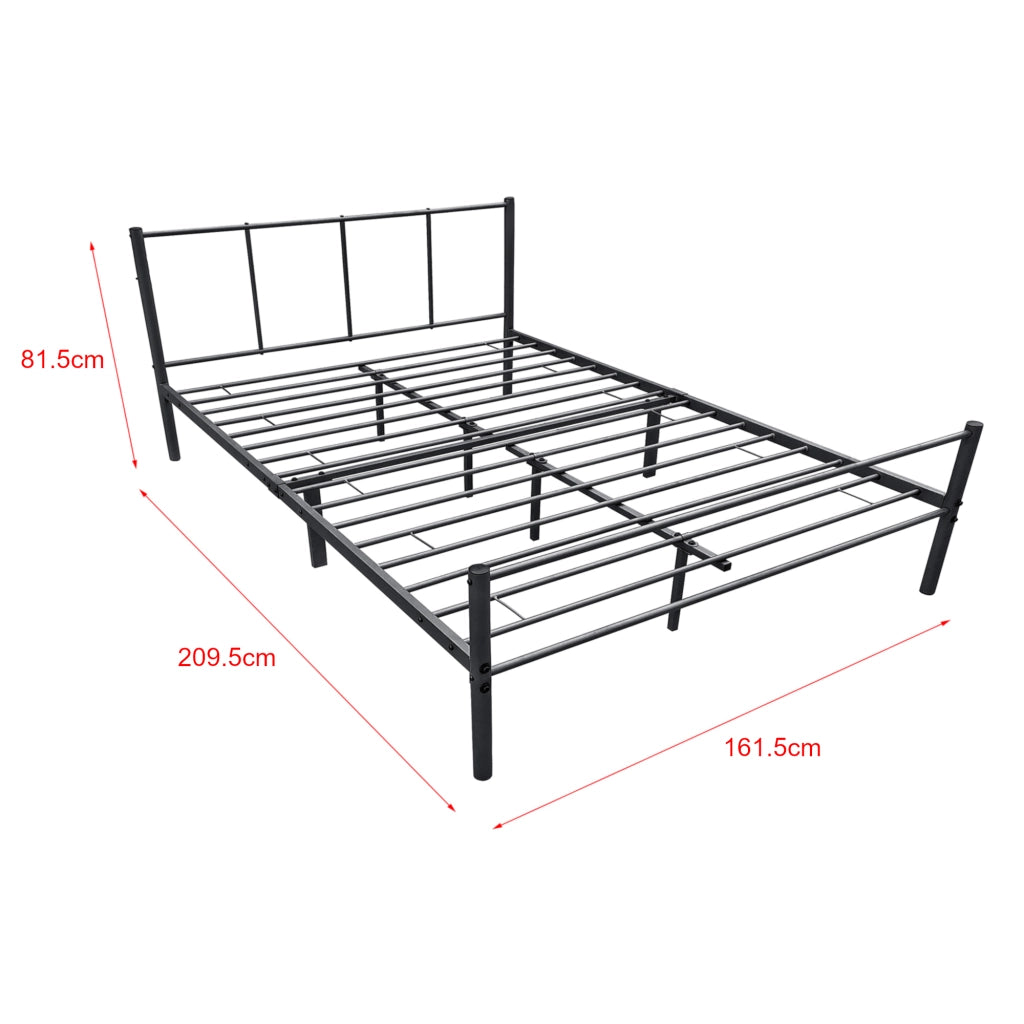 Letto Matrimoniale Laos con Materasso 160x200 cm Letto in Acciaio con Testiera e Pediera - Nero [en.casa]