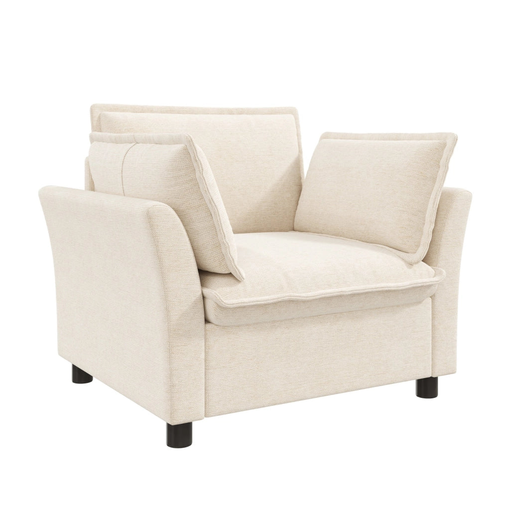 Poltrona relax 1 posto 90x81x87 cm in chenille con cuscini rimovibili; beige