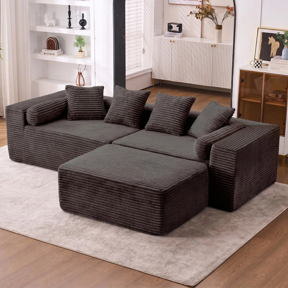 Divano angolare 3 posti ¨C Minimal ¨C Nero tessuto chenille