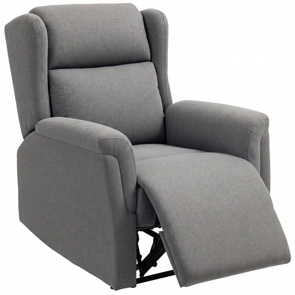 Poltrona relax reclinabile 160° con poggiapiedi effetto lino grigio scuro facile da montare per soggiorno