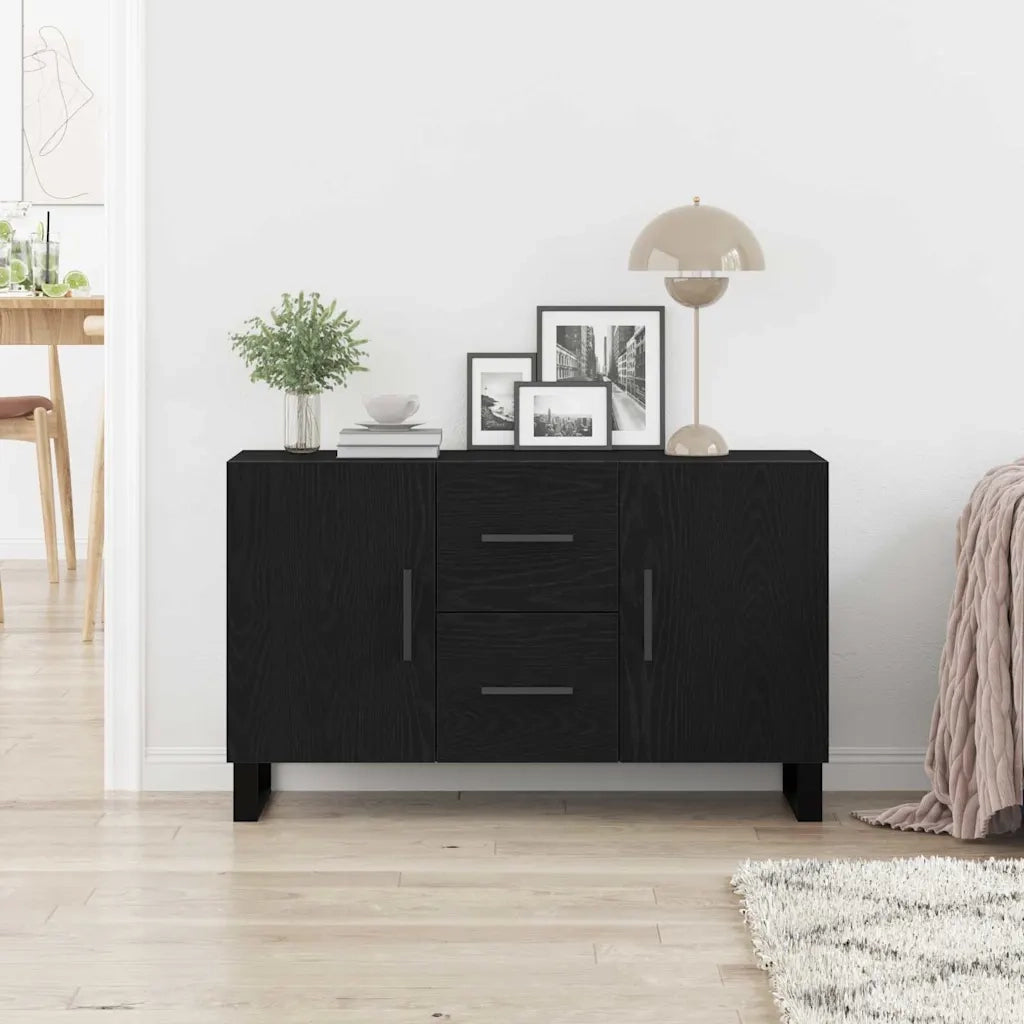 Credenza | Madia | Buffet da pranzo | Armadio da pranzo Rovere Nero 100 x 36 x 60 cm Legno multistrato