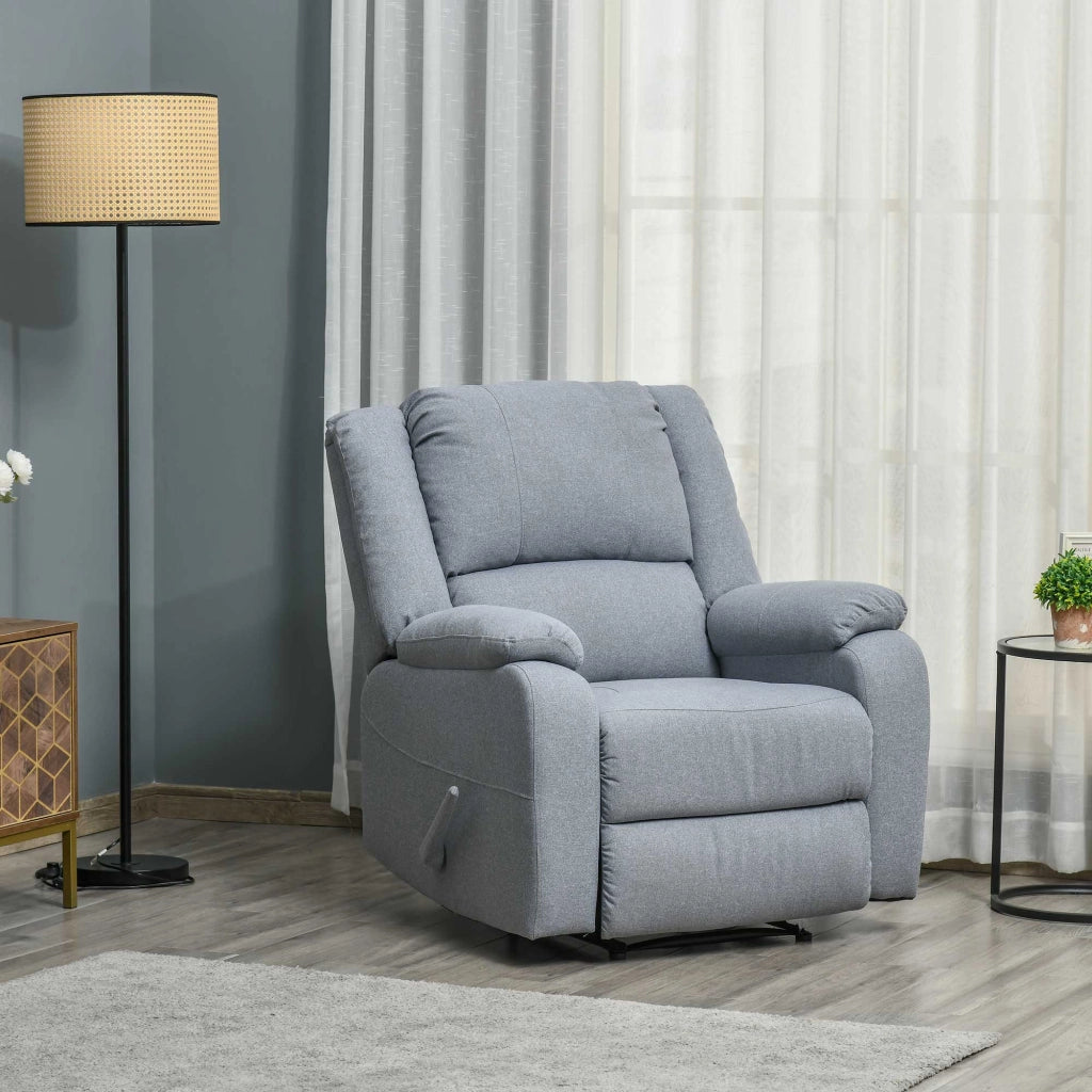 Poltrona reclinabile manuale in poliestere grigio chiaro con poggiapiedi 87 × 96 × 98 cm