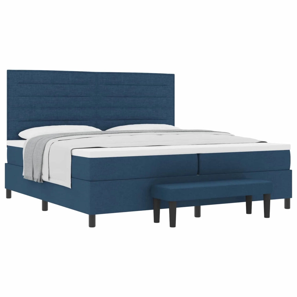 Letto a molle con materasso Blu 200 x 200 cm Tessuto