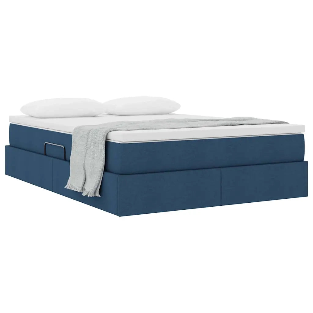Letto con contenitore e materasso Blu 140 x 190 cm Poliestere