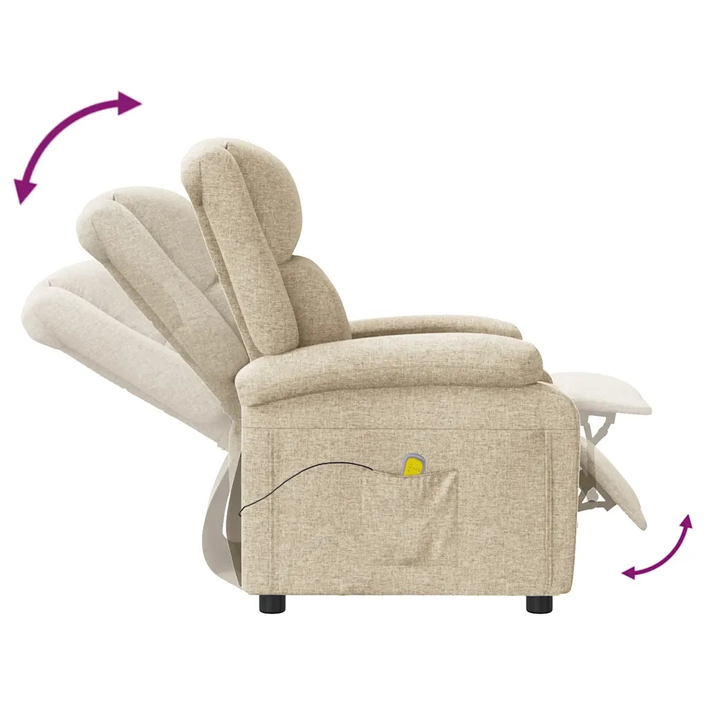 Poltrona Massaggiante | Sedia Relax Crema in Tessuto