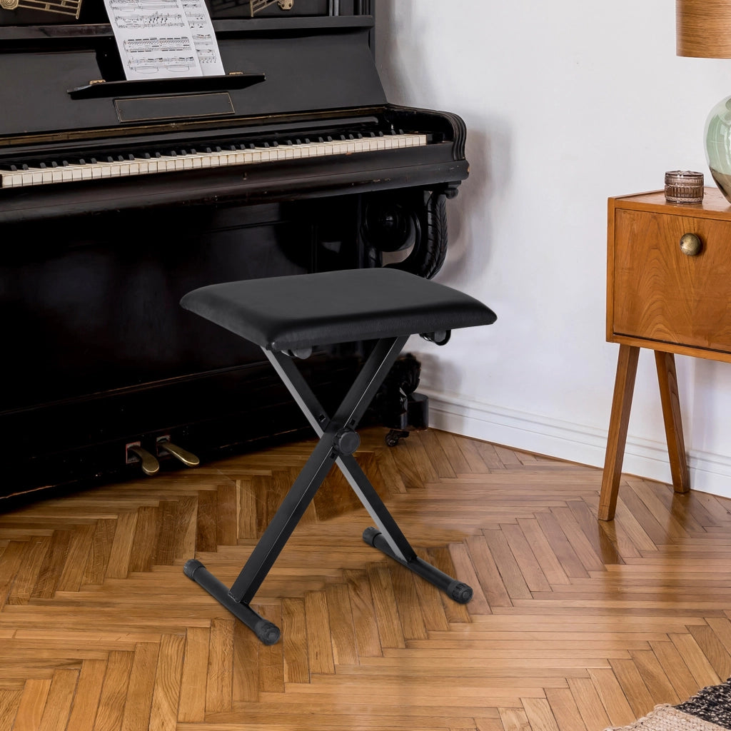 sgabello per pianoforte 39 x 29 x 37-47 cm nero, pieghevole e regolabile