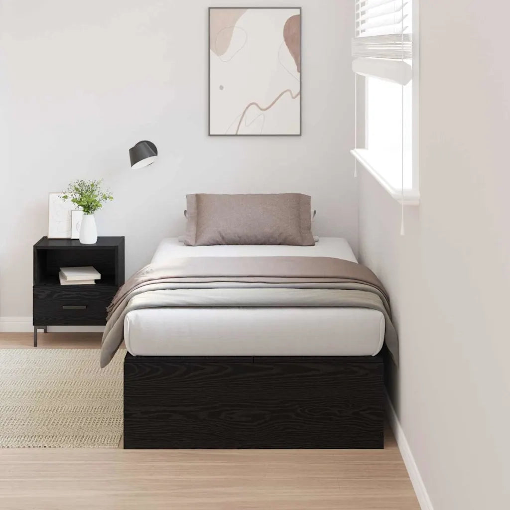 Letto singolo | Letto per adulti | Struttura letto con contenitore Rovere Nero 100 x 200 cm