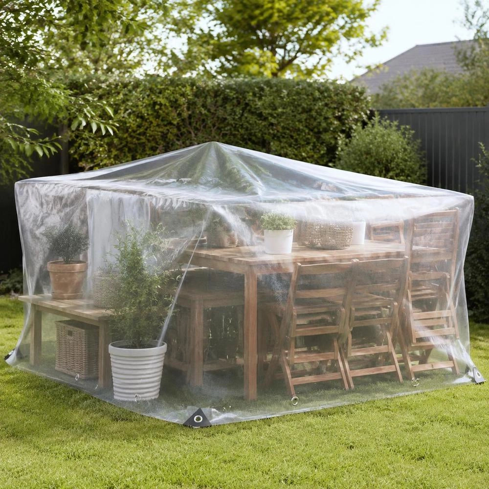 Telo trasparente con occhielli, 1x12 m, in PVC, lungo e robusto, ideale per coperture esterne, giardino e balcone