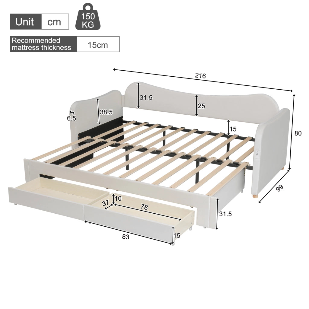 letto imbottito velluto beige 90 x 200 cm