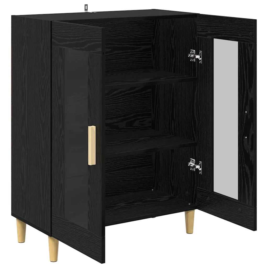 Credenza | Madia | Buffet da pranzo | Armadio da pranzo Rovere Nero 69,5 x 34 x 90 cm Legno multistrato