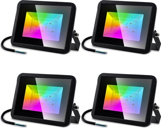 4 pezzi di luce RGB a 20W con controllo a distanza, luce RGB LED, impermeabile IP67, lampada di inondazione LED, nera
