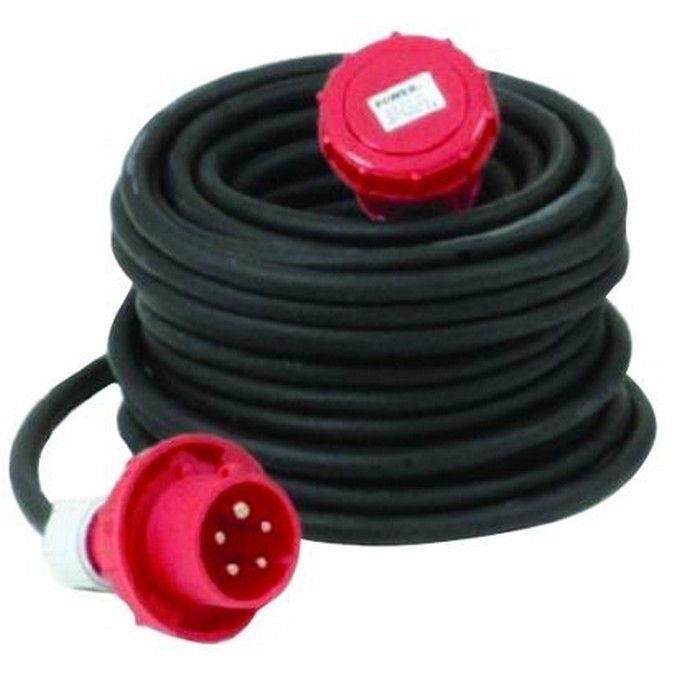 Rosi PR20MTN8214 Prolunga Industriale CEE 20 m 16A 4 poli 380V IP67 cavo neoprene H07RN-F 4x2,5 mm² colore Rosso
