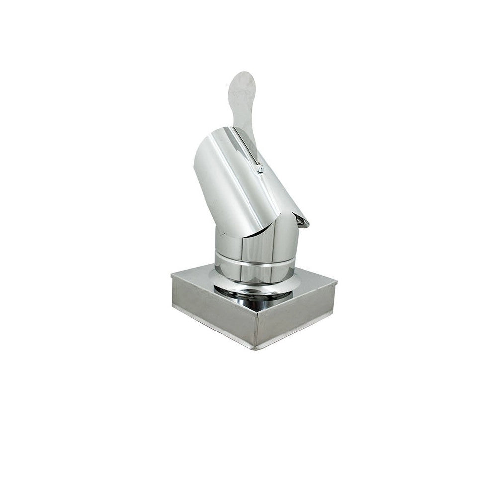 Fumaiolo gallo 32x32cm in acciaio inox base quadra