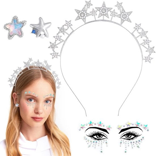 Accessorio per Capelli con Decorazioni a Stelle - Adatto per Donne e Ragazze - Design Unico con Decorazioni a Strass