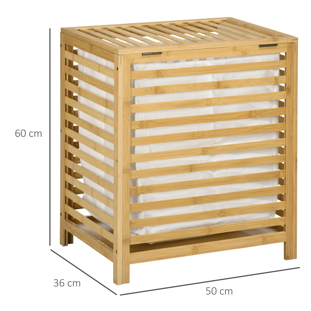 Cesta portabiancheria in bamb¨´ ¨C Xylo ¨C naturale e beige con sacca estraibile