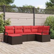 Set di divani con cuscino 6 pcs Marrone e Rosso polyrattan 3355123