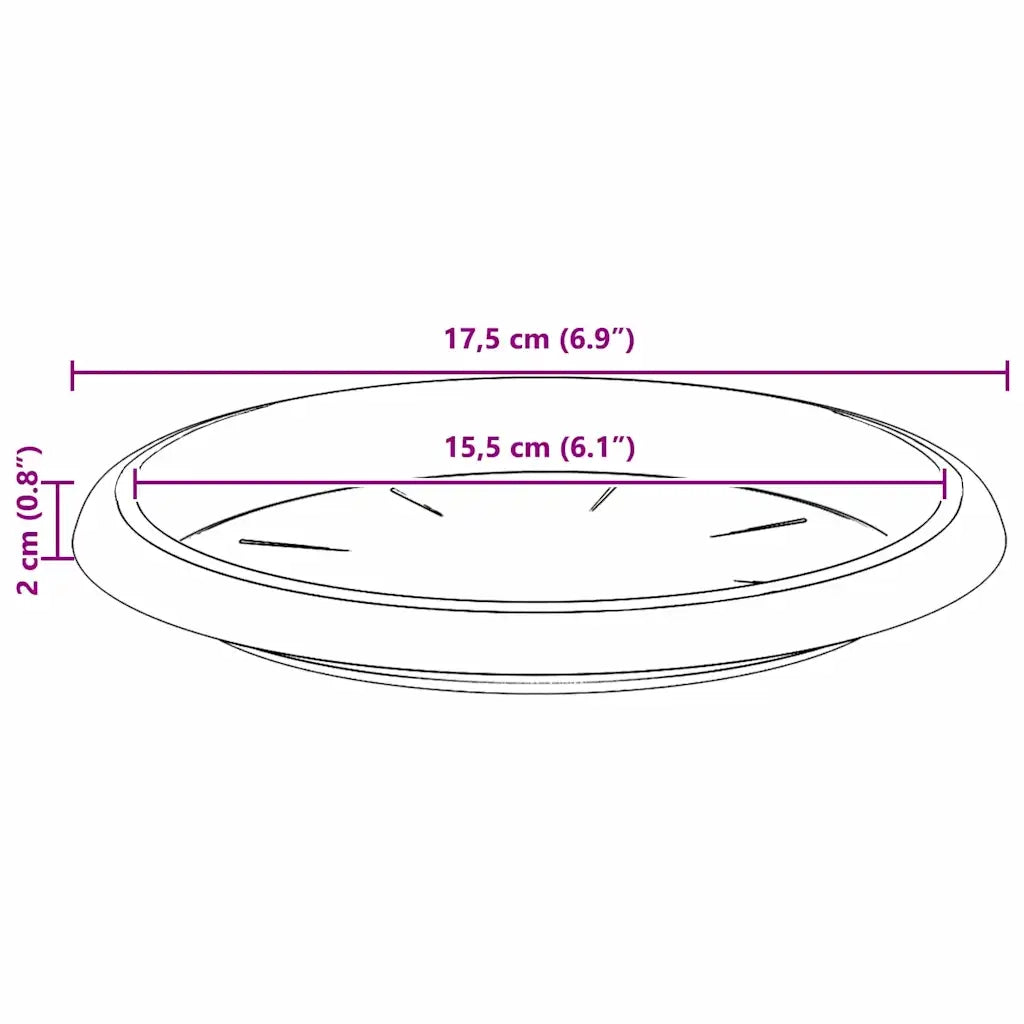 Vassoio Rotondo per Fiori 6 pz Nero ? 17,5 x 2 cm Plastica CFW9107709
