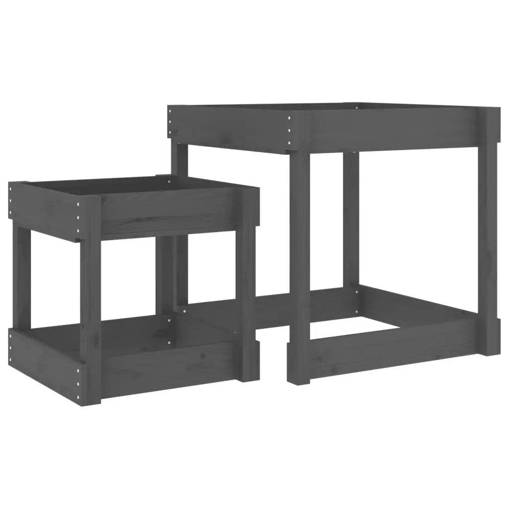 Tavoli Sabbiere 2 pz Grigi in Legno Massello di Pino CFW6499019