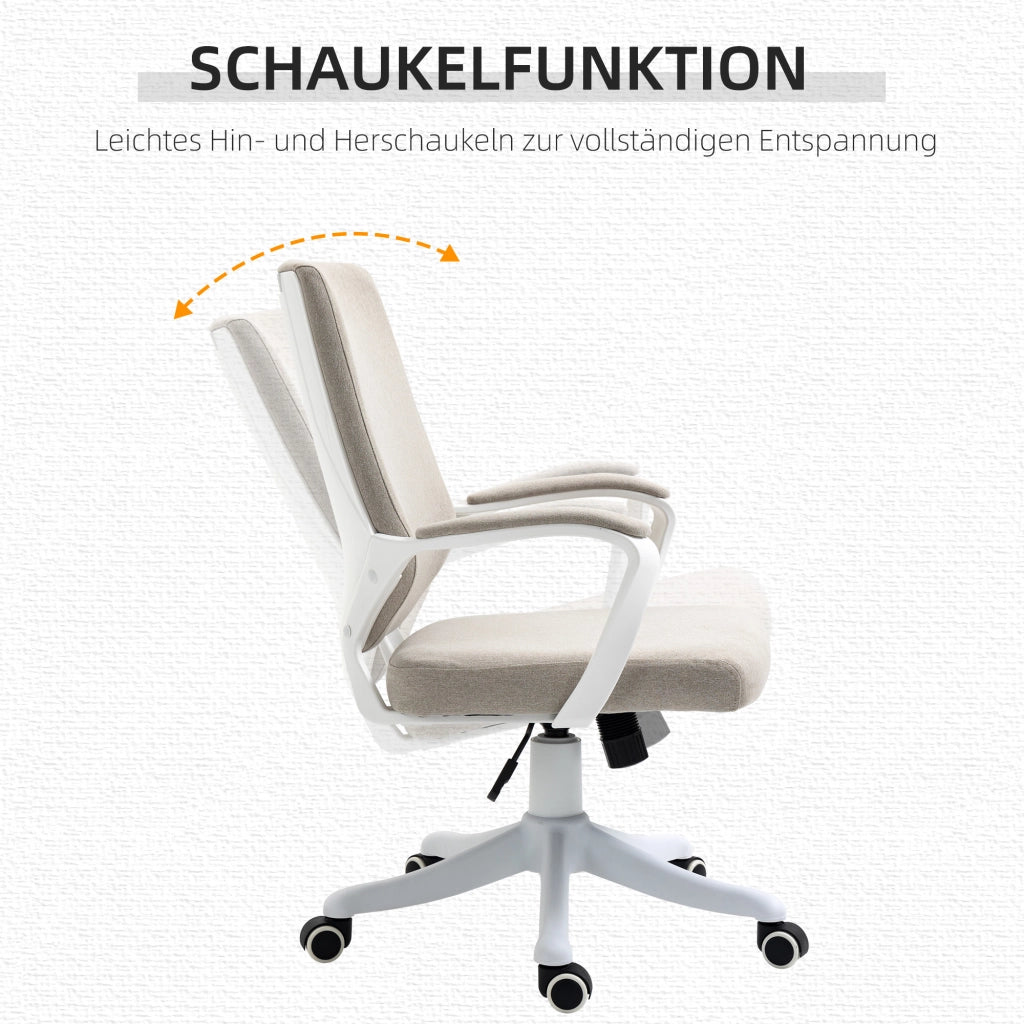 Sedia da ufficio ergonomica con supporto lombare, altezza regolabile fino a 120 kg, colore beige, per ufficio e home office.