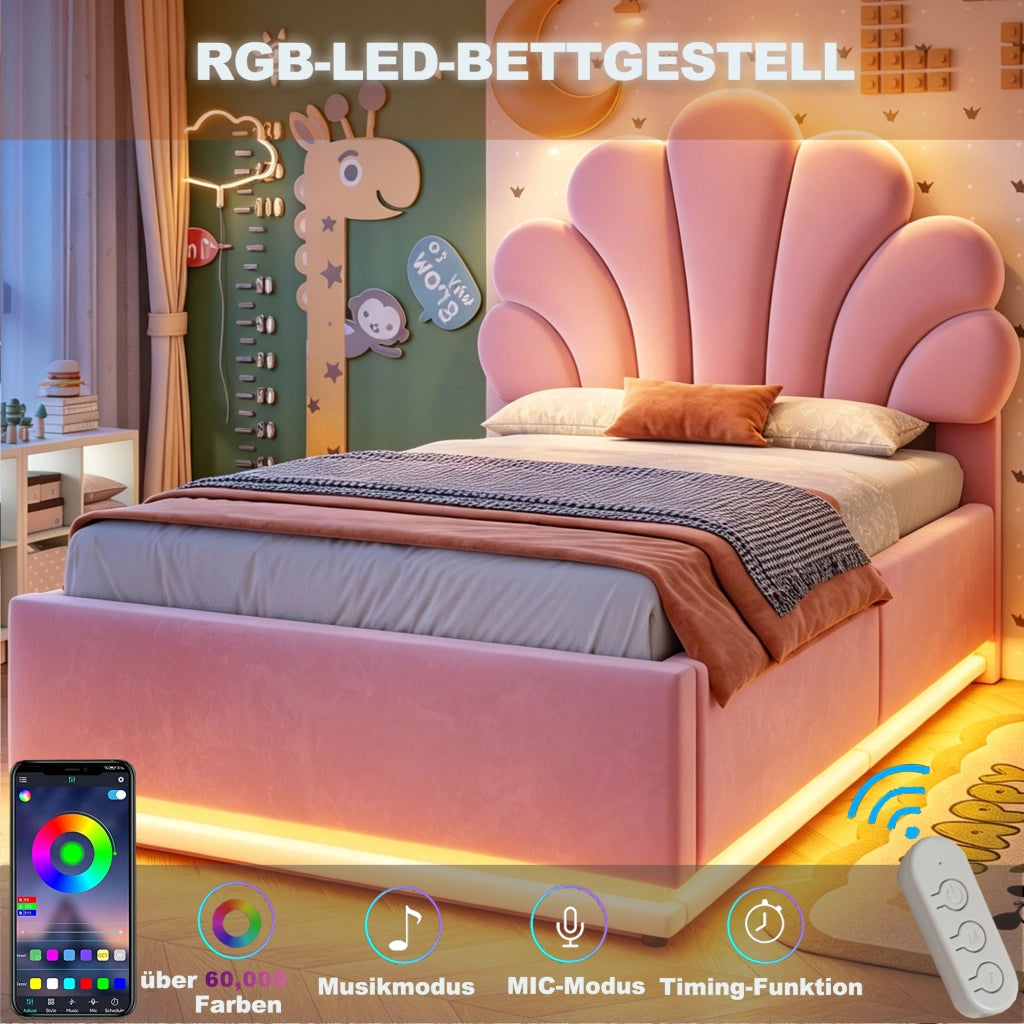 letto imbottito velluto rosa 90 x 200 cm