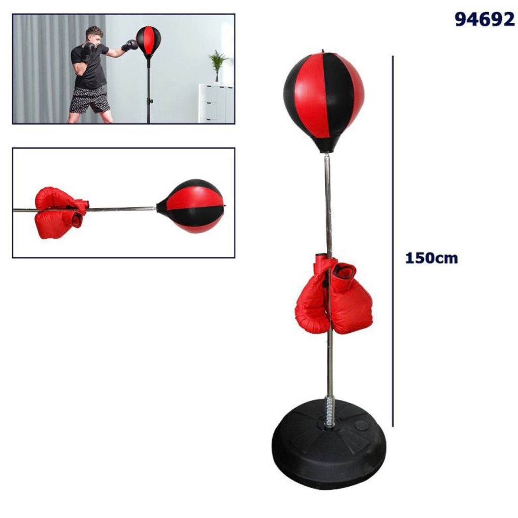 SACCO BOXE CON PUNCHING BALL E GUANTONI REGOLABILE 150CM ALLENAMENTO 94692