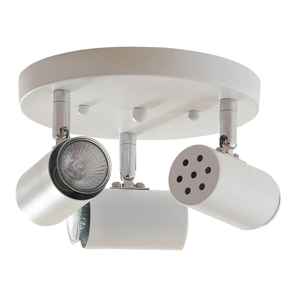 Lampada Faretti da Soffitto Bathgate Plafoniera con 3 Spot Orientabili in Metallo Bianco lux.pro