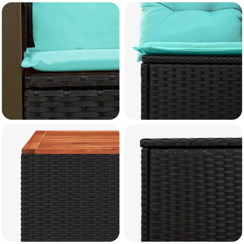 Set di divani 6 pz Nero e Blu 55 x 55 x 37 cm 3447711