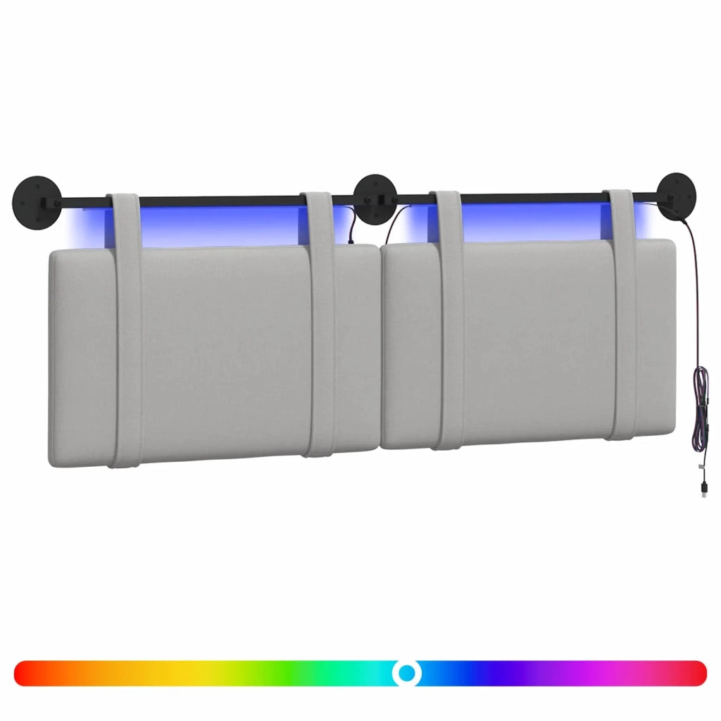 Testiera sospesa Con luce LED Grigio Nuvola Tessuto 3423906