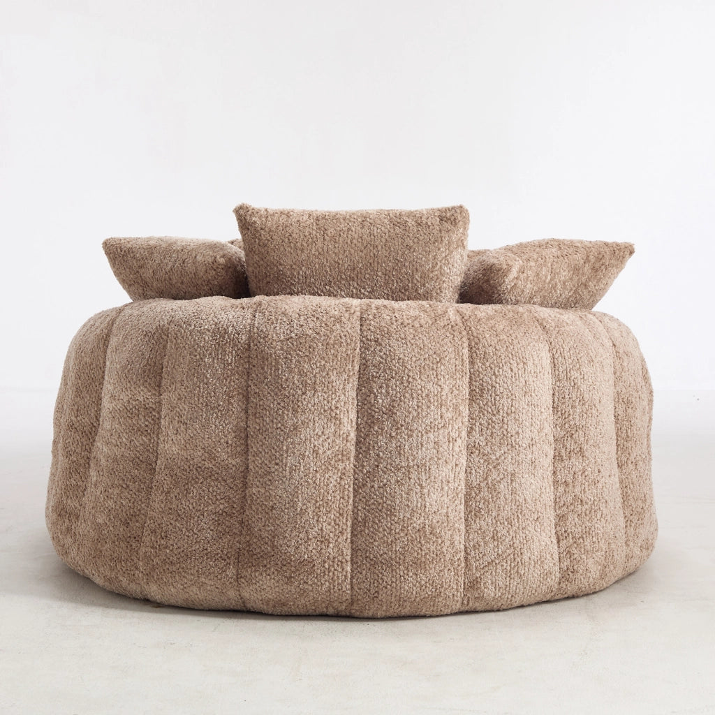 Poltrona lounge 190,5x138x63 cm in poliestere color caffè con pouf,